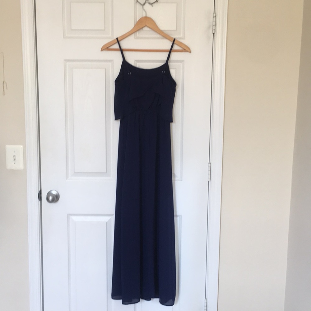 Navy Ruffle Maxi-Dress - Picture 3 of 3